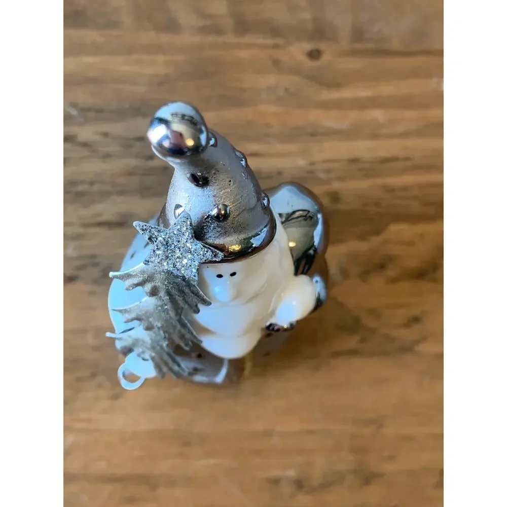 Pier 1 Imports Pere Noel Santa Figurine Silver Original Box 4